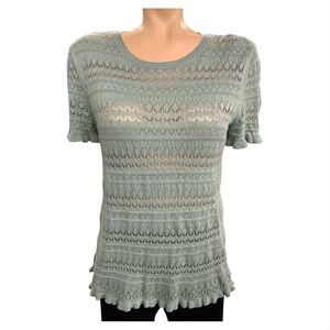 LC Lauren Conrad Lace Knit Blouse in Soft Green Size M